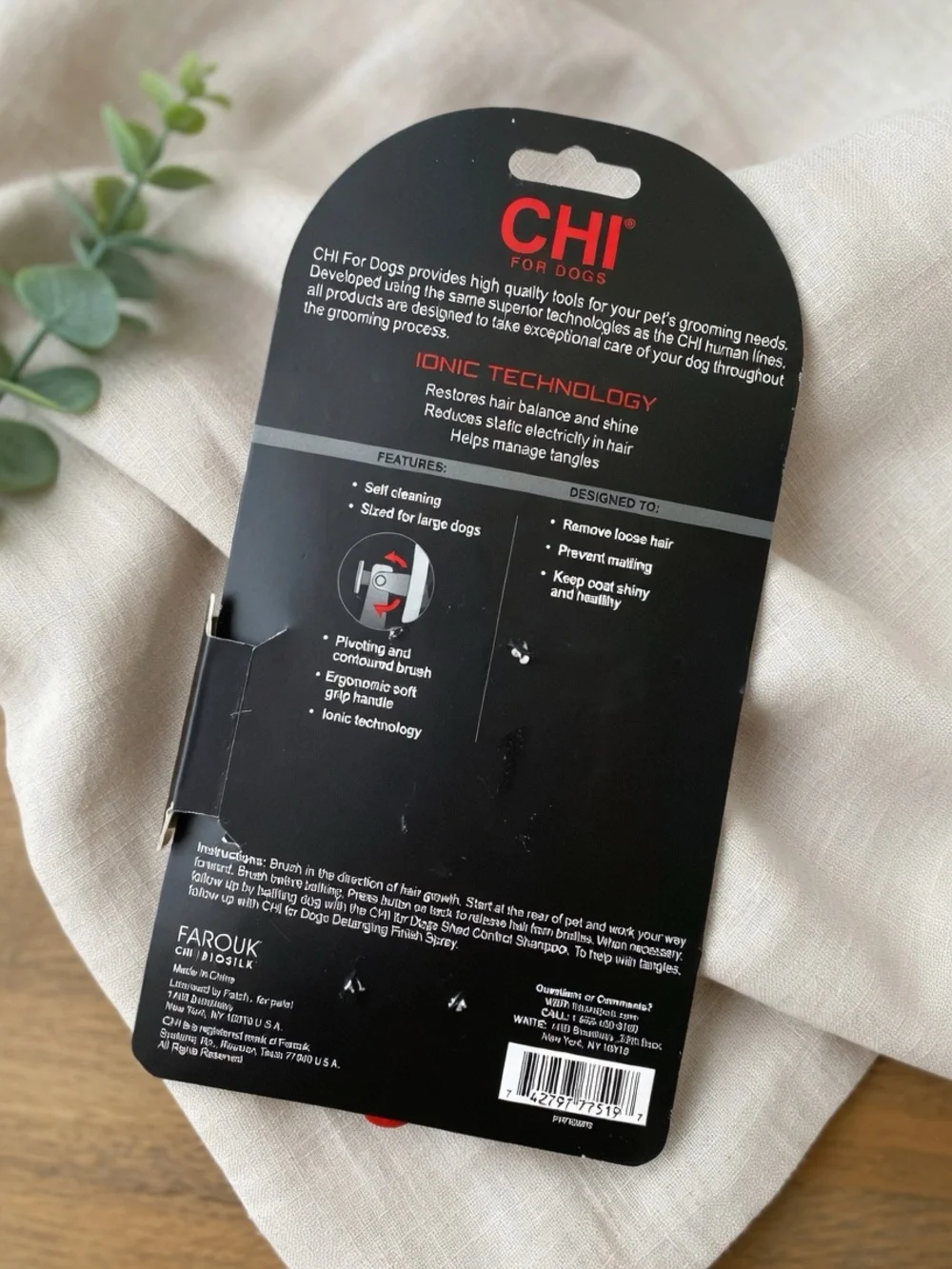 CHI Dog Grooming Set - Self-Cleaning Slicker Brush + Undercoat Rake ~ IonicTech